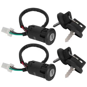 4 Wires Ignition Key Switch with Dust Cap, Chinese ATV for 50cc 70cc 90cc 110cc 150cc 200cc 250cc SUNL Chinese Quad 4 Wheeler 125cc Dirt Bike Scooter Pack of 2