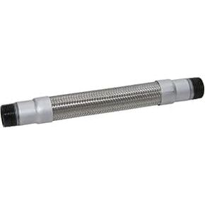 Flexible Metal Hose (High Temperature) for Air Compressors or Vacuum Pumps, 304 Stainless Steel, Carbon Steel Male NPT Fittings with Corrosion Resistant Coating (12" Length, 1/2" NPT)