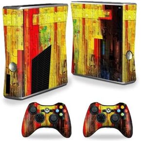 MightySkins Skin Compatible with Xbox 360 S Slim + 2 Controllers Case wrap Cover Sticker Skins Painted Wood