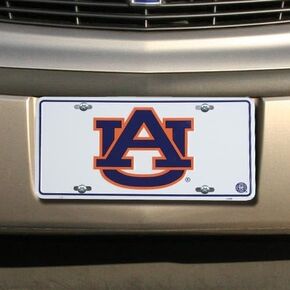 Auburn Tigers White Metal License Plate