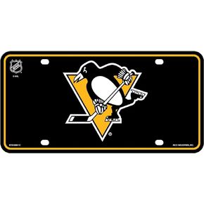 Rico Industries NHL Pittsburgh Penguins Black Metal Auto Tag 8.5" x 11" - Great for Truck/Car/SUV