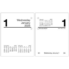 AT-A-GLANCE 2025 Desk Calendar Refill, Daily, 3" x 3-3/4", Mini, Loose-Leaf (E9195025)