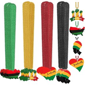 Batiyeer Juneteenth Beaded Necklace Happy Juneteenth Accessories for Freedom Independence Day Mardi Gras Metallic Necklace for June 19th Africa Party Favor Decoration(100 Pieces, Cool)
