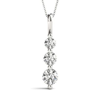 1-5 Carat Classic Snowman 3 Stone LAB-GROWN Diamond Pendant Necklace Basic Collection (E-F Color VS2-SI1 Clarity)