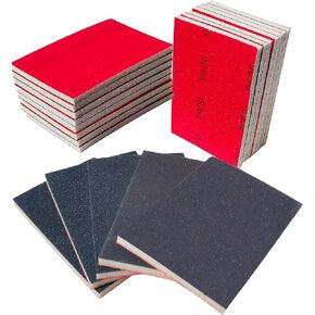 20 PCS 3 x 4 Inch 400-3000 Grit Ultra Fine Sanding Sponge, Soft Foam Sanding Sponge Paper Sandpaper for 1/8" Palm Pneumatic Sheet Sander Work for Automotive Metal Wood Furniture Polishing