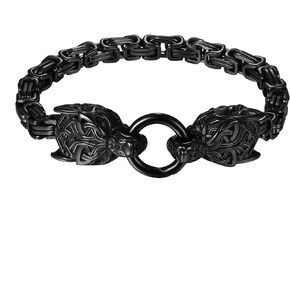 OIDEA Stainless Steel Viking Bracelet for Men: Punk Wolf Bracelet Gothic Byzantine King Chain Wolf Head Link Chain Bracelet Mens Bracelet Viking Jewelry Gift