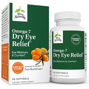 Terry Naturally Omega-7 Dry Eye Relief - 60 Softgels - Eye Moisture & Comfort - Non-GMO, Gluten Free - 60 Servings