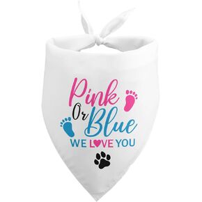 Gender Reveal Dog Bandana Pink or Blue We Love You Baby Announcement White Dog Bandana Gender Reveal Baby Announcement Photo Prop Pet Accessories for Dog Lovers Owner Gift