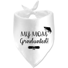 My Mom Graduated Dog Bandana Puppy Scarf Graduation Announcement Gift Graduation Bandana for Dog Pet Accessories for Dog Lovers Graduation Reveal Ideas