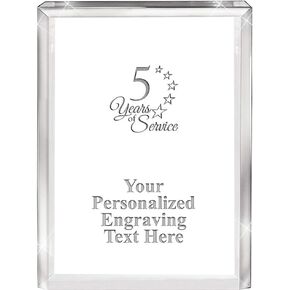 4" 5 Years of Service Award, Custom Engraved 5 Years of Service Acrylic Trophy, 5 Years of Service Presentation Trophy, Custom Engraving Included Prime