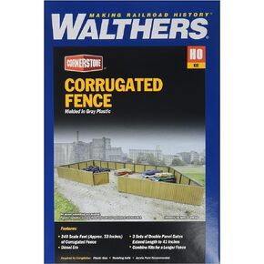 Walthers Cornerstone HO Scale Model Corrugated Fence Kit, 1-1/4" 3.1cm