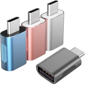 Pack of 4 USB C to USB A OTG Adapter Blue Gold Gray Silver, 10Gbps Data Sync Charger Converter Zinc Alloy Type C Male to USB 3.2 Type A Female for Phone 15 PC Laptop Flash Drive ADT-C4