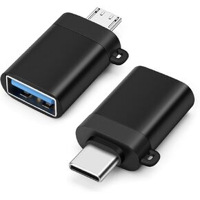 BORLTER CLAMP OTG Micro/USB-C Adapter 2Pack, USB C to USB Adapter 3.0, Micro USB Adapter Perfect for Google, MacBook,Samsung Galaxy, iPad and More.