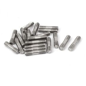 uxcell M8x35mm 304 Stainless Steel Double End Thread Stud Teeth Rod Silver Tone 20pcs