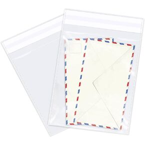 6" x 9" (100 Count) Clear Cellophane Bags - Self Sealing Cello Plastic Poly Bags- for A7 A8 A9 Cads & Envelopes, Bakey, Cookies, Candies