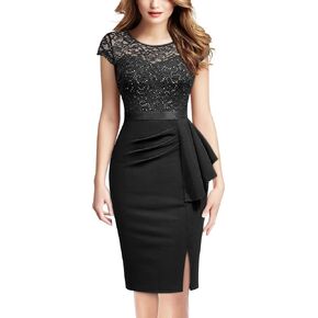 Miusol Women's Elegant Cap Sleeve Sequin Lace Cocktail Dress