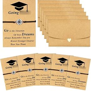 12/30 Pieces Graduation Gifts for Her 2023 Compass Bracelet Plated Platinum for Her Distance Friendship Bracelets with Card and Envelope College High School Graduation Gifts Best Friend Bracelet Gifts