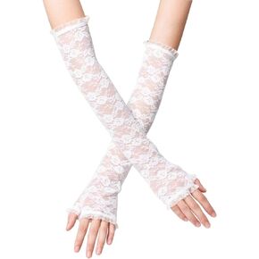 Women Half Fingerless Lace Gloves Ladies Fancy Floral Courtesy Bridal Gloves Silk Sunscreen Armband Sleeve Gloves