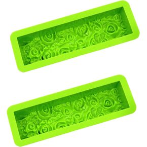 2 Pcs Flexible Rectangular Rose Soap Silicone Mold Flowers Craft Art Silicone Soap Mold Candle Making for Homemad Soap Crafts
