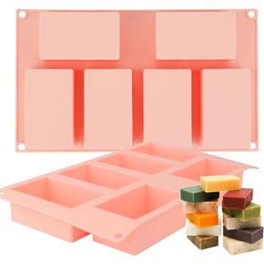 Nalchois Silicone Soap Molds, 6 Cavities Rectangle Silicone Molds for Homemade Craft Soap Mold, Cake Mold, Chocolate Mold ＆ Ice Cube Tray, Non-Stick Easy Release BPA Free Loaf Baking Pan Purple