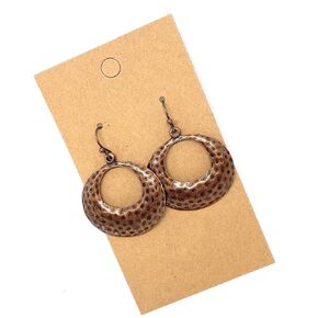 Hammered Hoop Copper Dangle Earrings Boho Bohemian