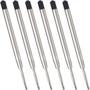 Parker Compatible Refills for Ballpoint Pens, Pack of 6 Refills (Medium Tip, Black Refill)