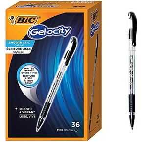 Gel-ocity smooth stic gel pen, fine point (0.5mm), black ink, 36-count, vibrant and smooth gel ink - Original