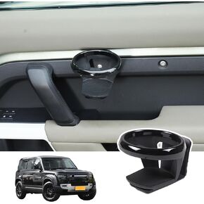 Car Cup Holder Expander Drink Holder Water Door Expansion Cup Holder Interior Expanded Cup Holder Compatible with Land Rover Defender 90 110 130 2020-2024 Models (Car Door, Carbon Steel)
