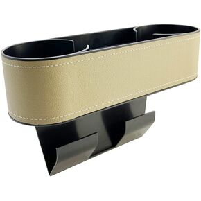 Car Cup Holder Expander Organizer,Multifunctional Cup Drink Holders with PU Leather Cover,Side Insert Center Console Seat Gap Filler Storage Box for Mug Bottle CellPhones Keys Coffee Coasters Cards