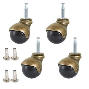 MONLEON 2 Inches Ball Caster Wheels 360 Degree Antique Brass Black Top Plate Casters for Furniture Cabinets Wheel Chairs Set for 4 (2 inch)