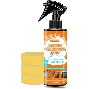 منظف ​​وبلسم الجلود، العناية بالجلد، حماية واستعادة الأرائك الجلدية، والديكورات الداخلية للسيارة، والمقاعد، والسترات، والأحذية، والحقائب، والأثاث الآمن لأي لون مع إسفنجة 3X - 3.4 أونصة/100 مل in Kuwait