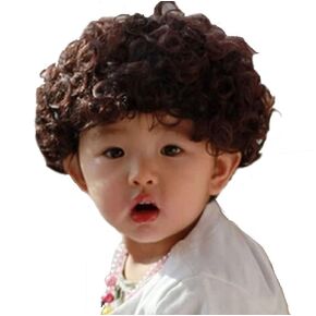 Baby Boys Short Long Curly Wavy Costume Cosplay Wig Hair Adjustable Synthetic Heat Resistant (Brown)