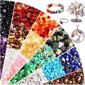 600PCS Crystal Stone Beads for Jewelry Making, Natural Chip Stone Beads 5-8mm Irregular Gemstones Multicolored Rock Loose Beads for Ring, Earrings, Necklace, Bracelet Making DIY Art Crafts