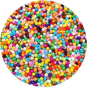 2200pcs Glass Seed Beads Bulk, 4mm 6/0 Pony Beads Bulk for Jewelry Making Mini Spacer Beads Loose Beads Craft Small Glass Seed Beads for DIY Bracelet Wrist (White)