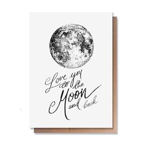 Wunderkid Love You to the Moon & Back, Beautiful Christmas Card or Valentine's Day Love Card for Her or Him (1 Single Card, Blank inside)