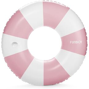 FUNBOY Giant Vintage Dusty Pink Stripe 48'' Tube Float with Integrated Cup Holder, Perfect for a Summer Pool Party, Large