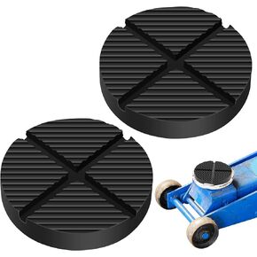 2 Pack Floor Jack Rubber Pad, Black Jack Stand Pads Adapter, Car Truck Cross Slotted Jack Stands Frame Rail Floor Jack Disk, Pinch Weld Side Frame Rail Protector Puck (2)