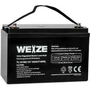 WEIZE 12V 100Ah Deep Cycle Battery, Group Size 31 Battery for RV, Solar, Camping, Cabin, Marine and Off-Grid System, 1150A Max Discharge Current, 3% Self-Discharge Rate