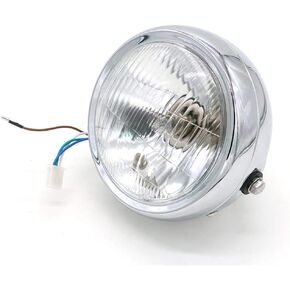 مصباح أمامي للدراجة النارية 12 فولت مصباح أمامي هالوجين معدني عتيق يناسب مقهى المتسابق بوبر (فضي + أبيض) in Kuwait