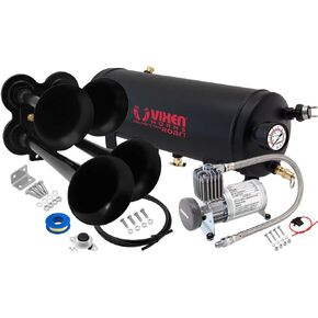 Vixen Horns Train Horn Kit for Trucks/Car/Semi. Complete Onboard System- 150psi Air Compressor, 1.5 Gallon Tank, 4 Trumpets. Super Loud dB. Fits Vehicles like Pickup/Jeep/RV/SUV 12v VXO8815/4114B