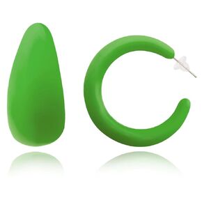 Acrylic Green Hoop Earrings Colorful Hoop Earrings Trendy Earrings Chunky Earrings Retro Neon Earrings Candy Earrings Jewelry Gift for Women Girls (Green)