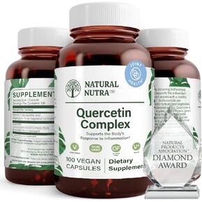 Natural Nutra Quercetin Complex with Bromelain and Vitamin C Citrus Bioflavonoid Supplement, Promotes Liver Health, 100 Vegan and Vegetarian Capsules