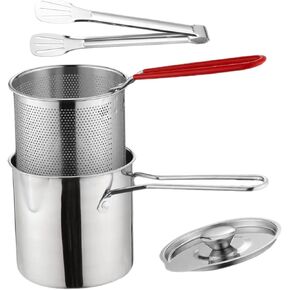 1 Set stainless fry pot pan chicken wings skimmer 304 stainless steel food cooking pot spaghetti tempura spaghetti pot Metal cooking utensils turkey deep fryers frying pan seafood
