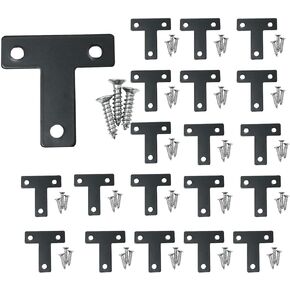 10PCS T Brace T Bracket Connector 80MM Black Stainless Steel T Flat Patch Plate for Reinforcing Cabinet Table Bed and Bookshelves