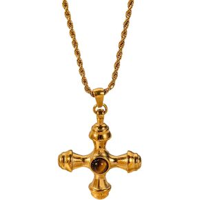 18K Plated Gold Cross Necklace Chunky Cross Necklace Summer Necklaces Vintage Necklace Y2k