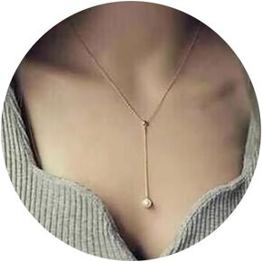 Olbye Pearl Pendant Necklace Silver Drop Necklace Choker Unique Necklace Jewelry for Women and Girls