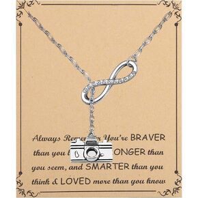 FUSTMW Photographer Gift Camera Infinity Love Charm Y Necklace Travel Jewelry Photography Gifts