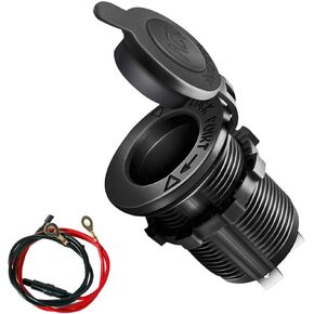 VARGTR Cigarette Lighter Socket, 12 Volt Flush Mount with Waterproof Plug,Lighter Socket Power Outlet Socket Receptacle for Car Boat Marine Motorcycle ATV RV Truck Golf Cart
