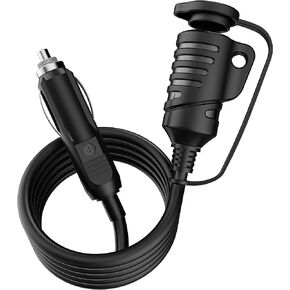 5FT 12V Female Car Cigarette Lighter Socket Extension Cord with Battery Alligator Clips Car Battery Clip-on Extension Cable, 15A Fuse (5FT)