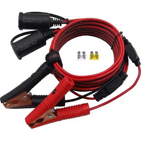 14ft /4.27 m 14 AWG Extension Cord Dual Plug Socket with Battery Clamp 12V/ 24V Battery Clip-On and Cigarette Lighter Adapter